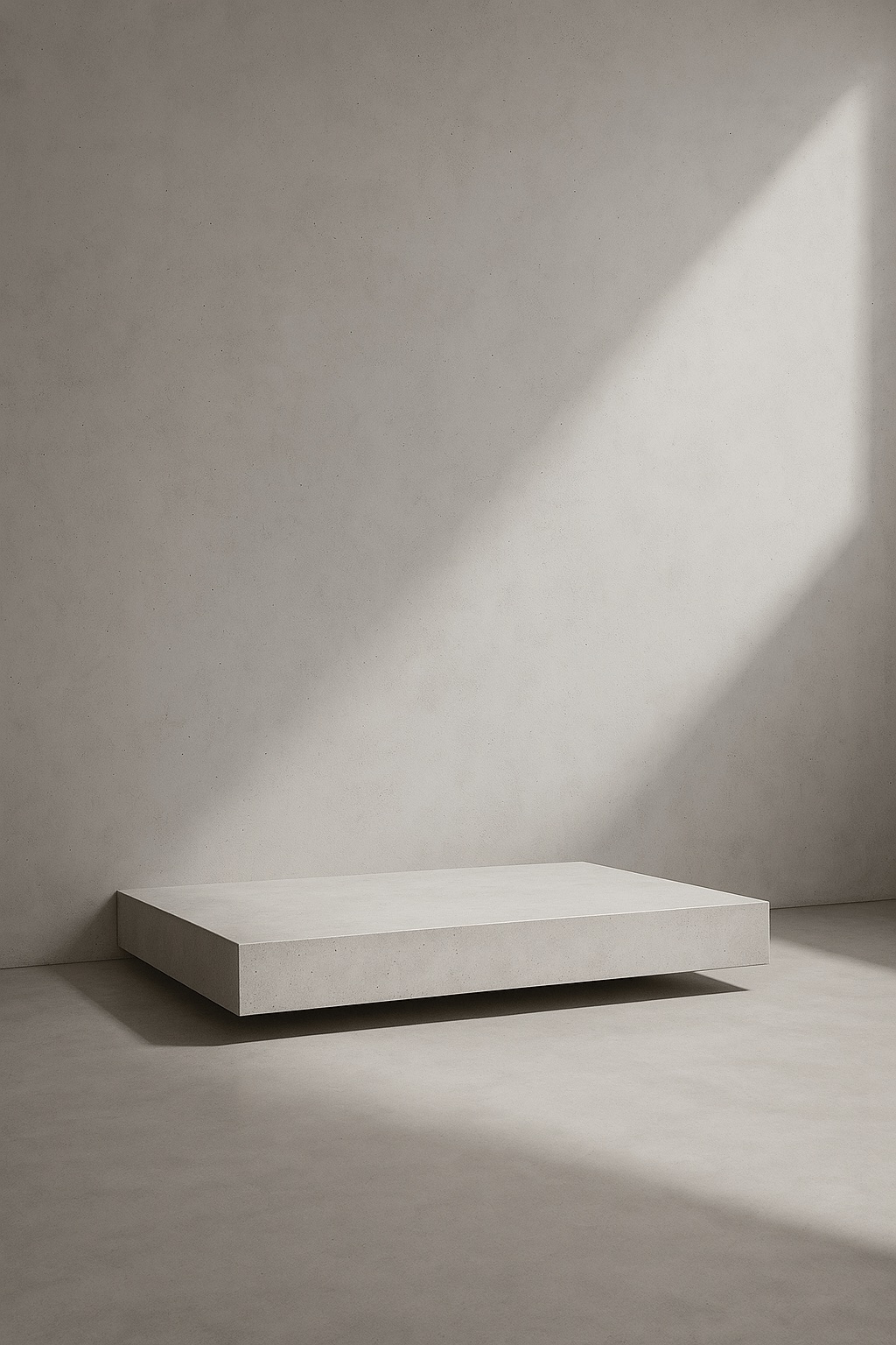 Minimalist platform with soft light — contact page visual for The Lawless Muse.