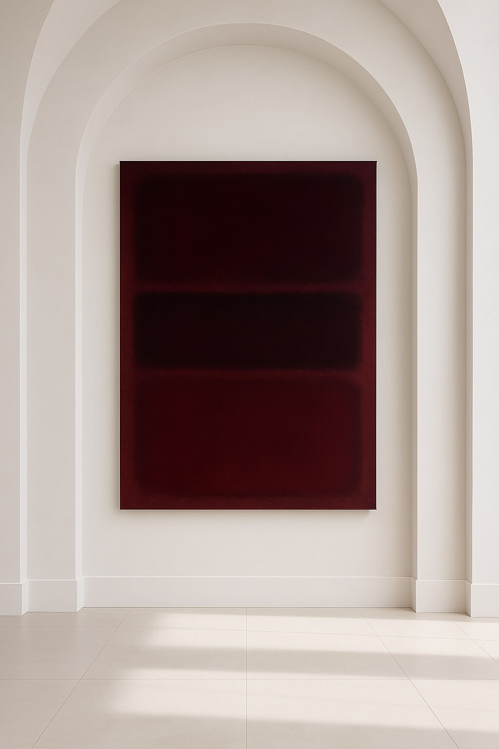 the-lawless-muse-texture-1 Rothko-inspired abstract painting with sunbeam on white wall — subdued and reverent.