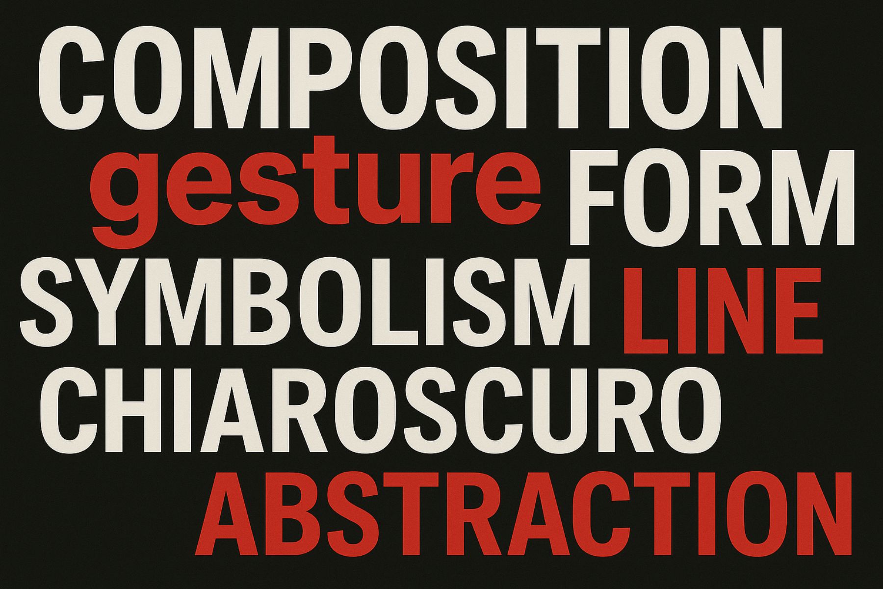 art-speak-visual-vocabulary-grid-black-red-white-the-lawless-muse A grid of art terms in bold black, red, and white, highlighting the visual vocabulary behind cultural fluency and art as social currency