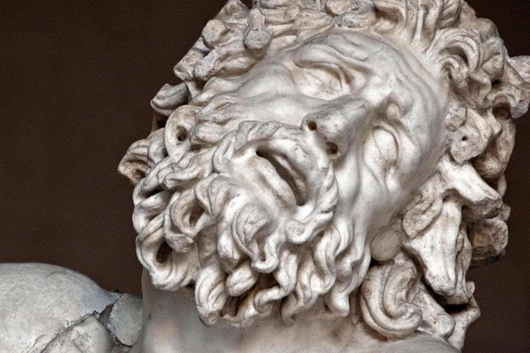 laocoon-face-detail-sculpture-the-lawless-muse Close-up detail of the anguished face of Laocoön from the ancient marble sculpture in the Vatican Museums