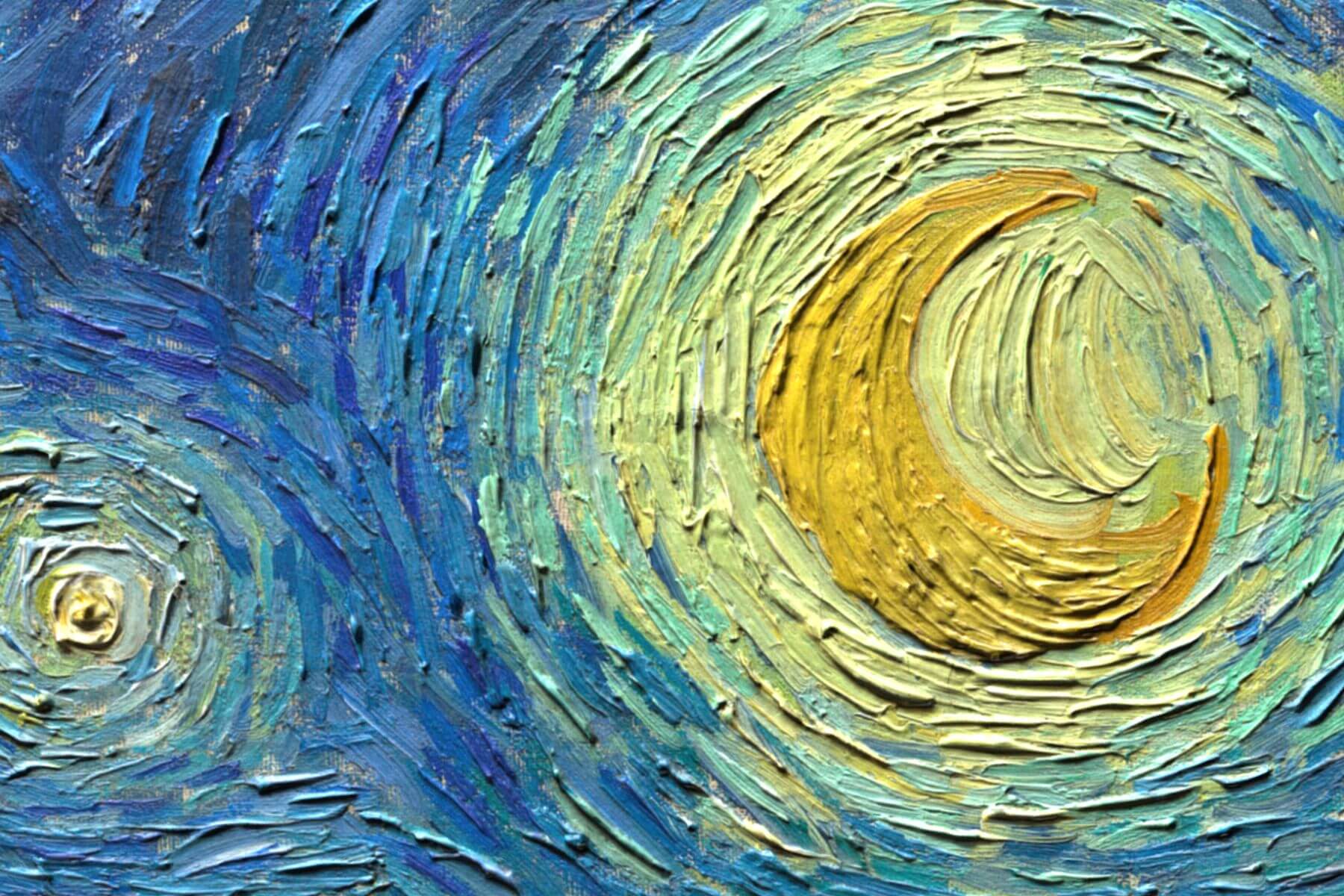 3D model showing close-up texture and brushstroke detail of Van Gogh’s The Starry Night The Starry Night (3D texture model detail), 1889, Vincent van Gogh. Courtesy of The Museum of Modern Art.