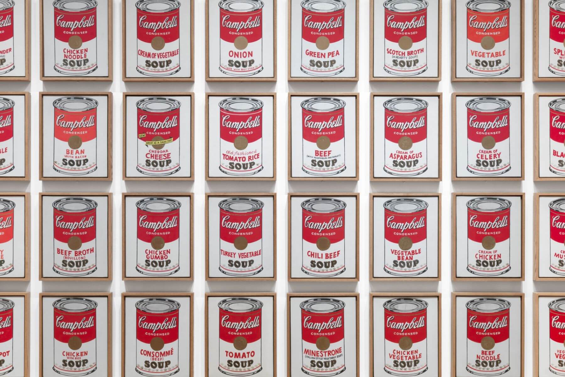 warhol-campbell-soup-cans-1962-the-lawless-muse Andy Warhol’s Campbell’s Soup Cans, a 1962 Pop Art icon featuring thirty-two painted soup labels, held by MoMA